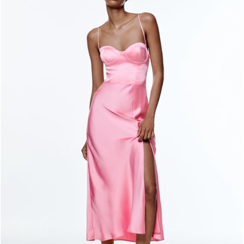 Zara dress satin effect corset party coctail midi dress - Picture 12 of 16